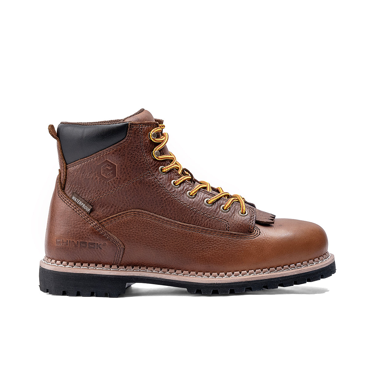 Brown Chinook® Logger 6” men's waterproof work boot with sturdy leather upper and slip-resistant sole for rugged outdoor work.
