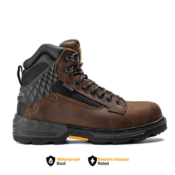 Brown Chinook® Pallet Jack 6" plain toe waterproof work boot with sturdy leather upper and slip-resistant sole.