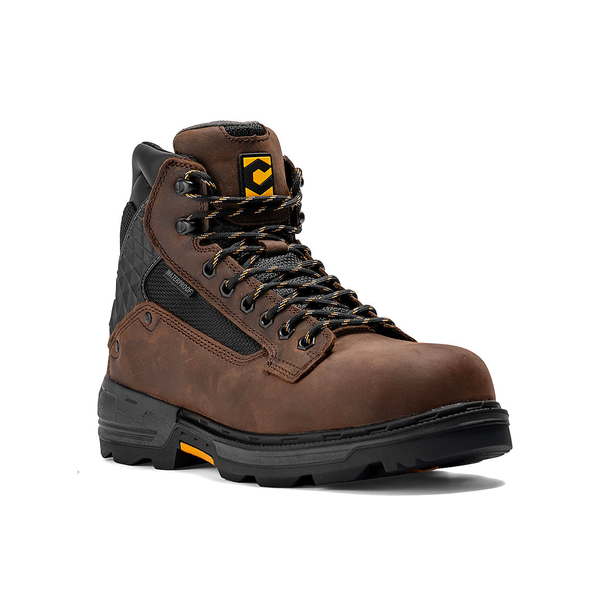 Brown Chinook® Pallet Jack 6" plain toe waterproof work boot with sturdy leather construction and slip-resistant sole.