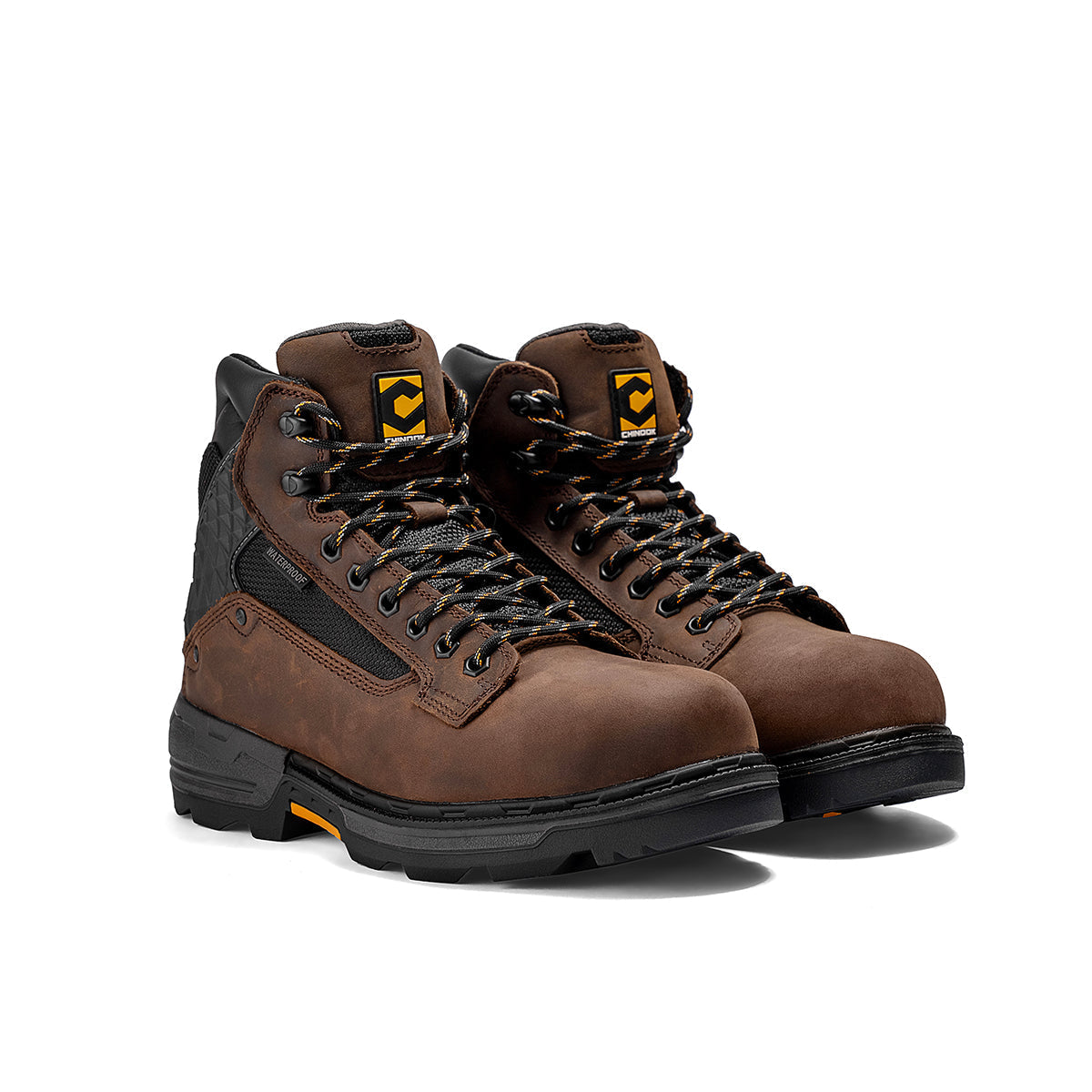 Brown Chinook® waterproof work boot with 6-inch plain toe design, durable sole, ideal for industrial and warehouse work.