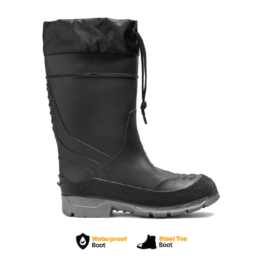 Chinook® Steel Toe Waterproof Rubber Boot in black, durable rubber construction with steel toe for protection.