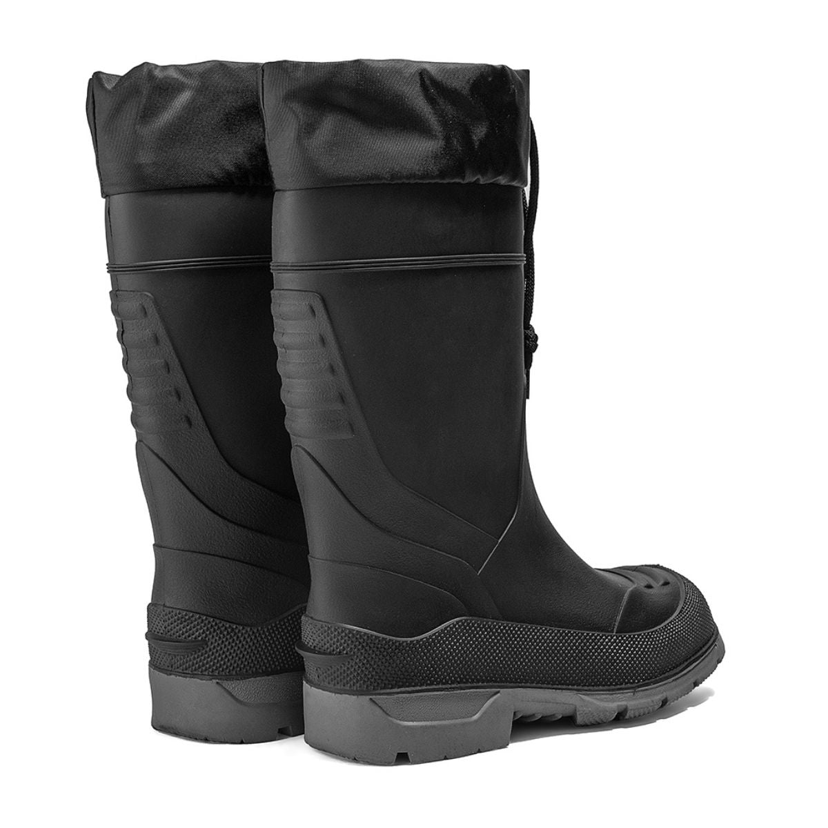 Black Chinook® Footwear Badaxe steel toe waterproof rubber boot with sturdy soles and reinforced toe for outdoor work.