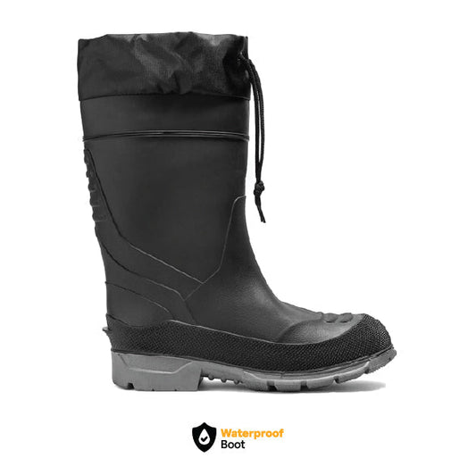 Chinook® Badaxe waterproof rubber boot in black, durable rubber construction, designed for outdoor weather protection.
