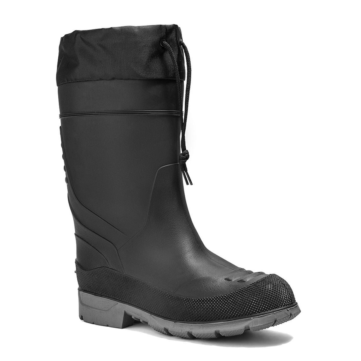 Chinook® Badaxe waterproof rubber boot in black with sturdy sole, designed for durability and outdoor protection.