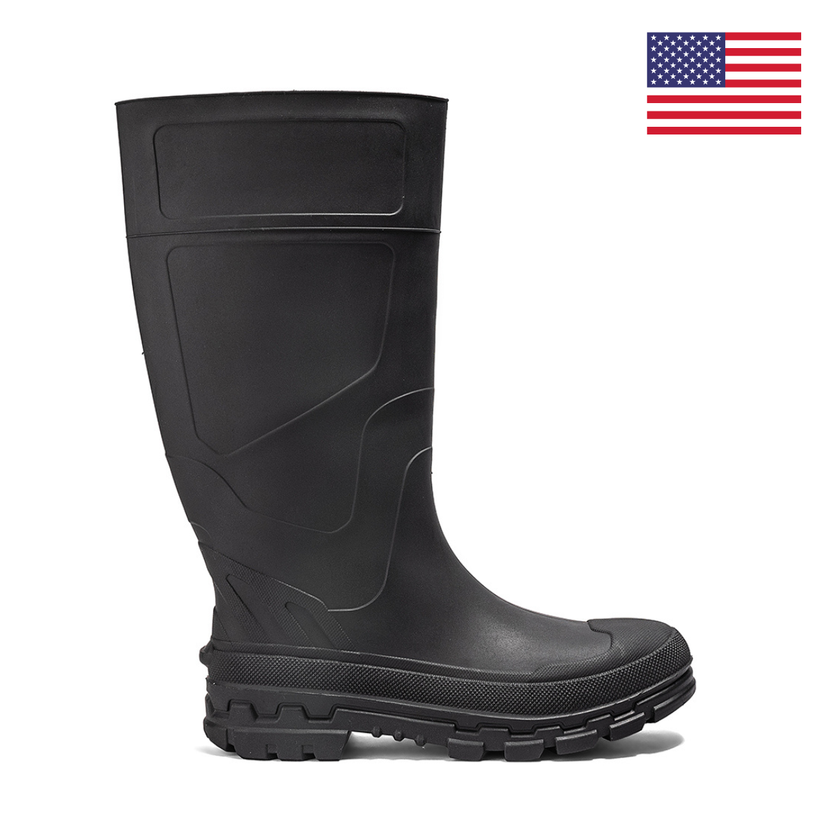 Chinook® Kickaxe Regrind 15-inch black waterproof rubber boot with eco-friendly sole for durable outdoor wear
