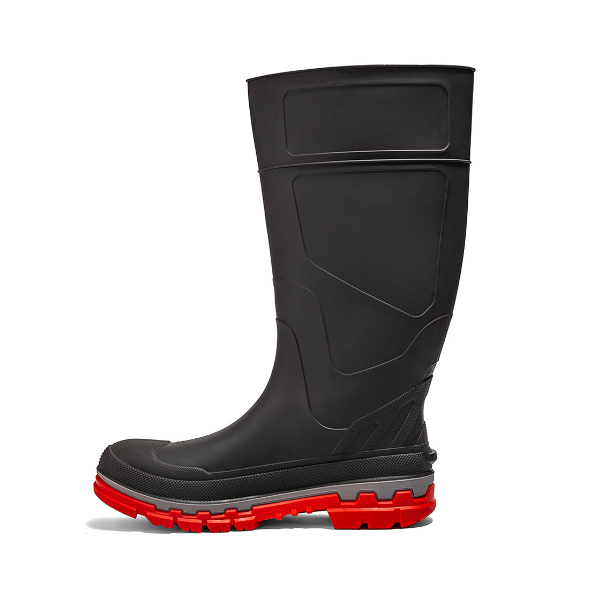 Chinook® Kickaxe 15-inch waterproof rubber boot in grey and orange, durable footwear for wet conditions