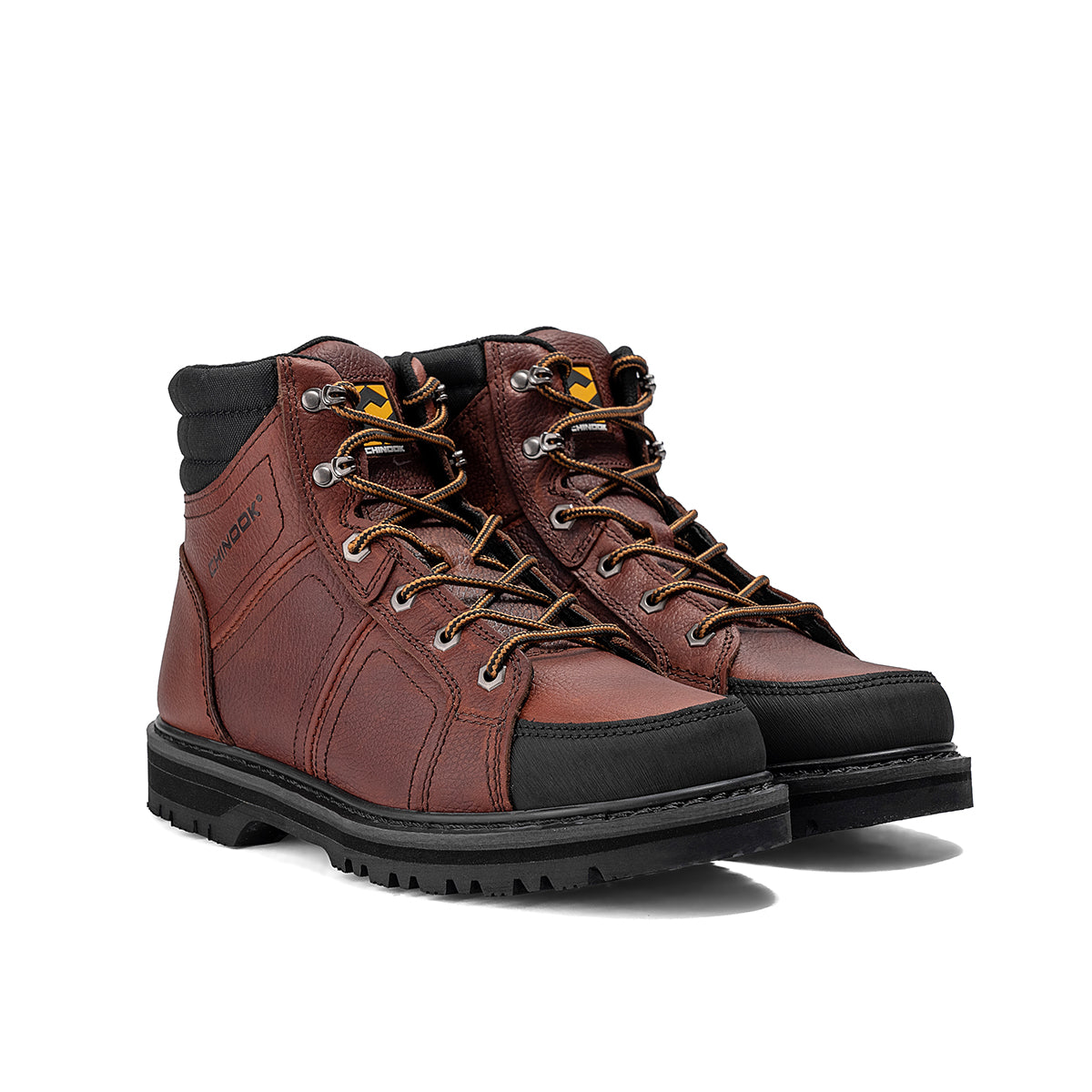 Brown Chinook® Contractor 6-inch soft toe leather work boot, durable safety footwear for rugged job sites.