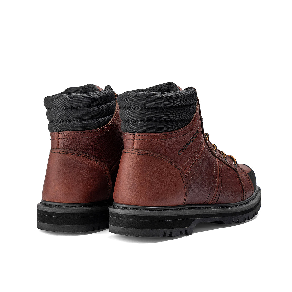 Brown Chinook® Contractor 6-inch soft toe leather work boot showing durable leather construction and sturdy work sole.