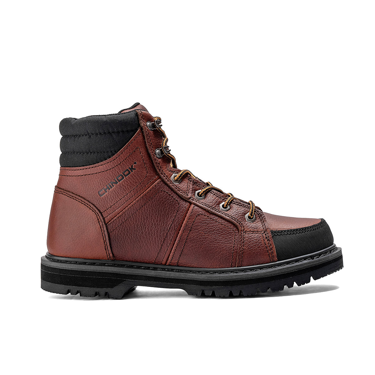 Brown Chinook® Contractor 6-inch soft toe leather work boot with sturdy construction and durable outsole.