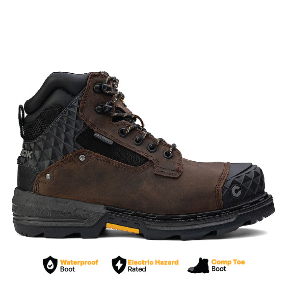 Brown Chinook® Work Boot with 6-inch pallet jack sole, composite toe, waterproof design for industrial and construction work.