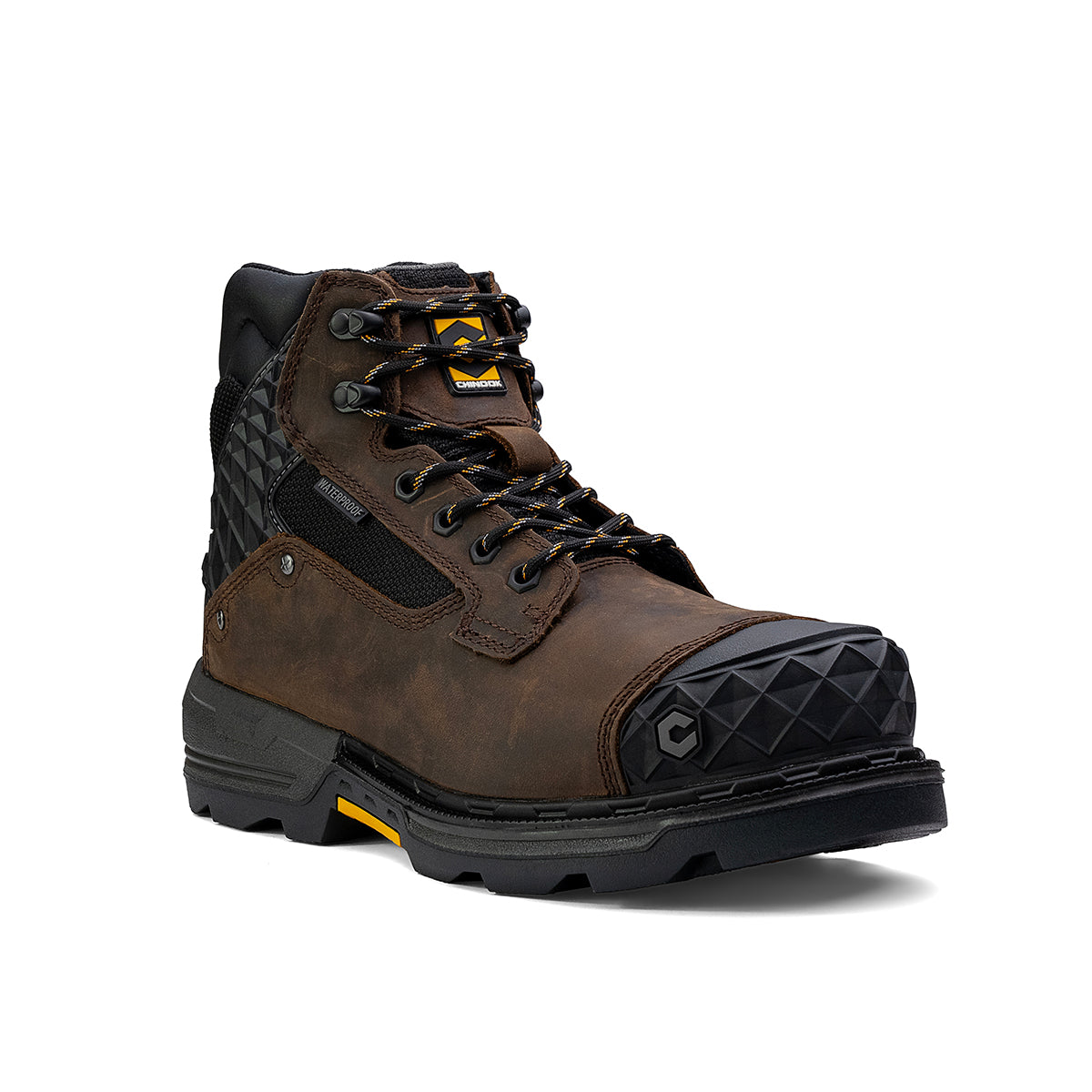 Chinook® Work Boot in brown with 6-inch pallet jack composite toe, waterproof design, durable safety work footwear