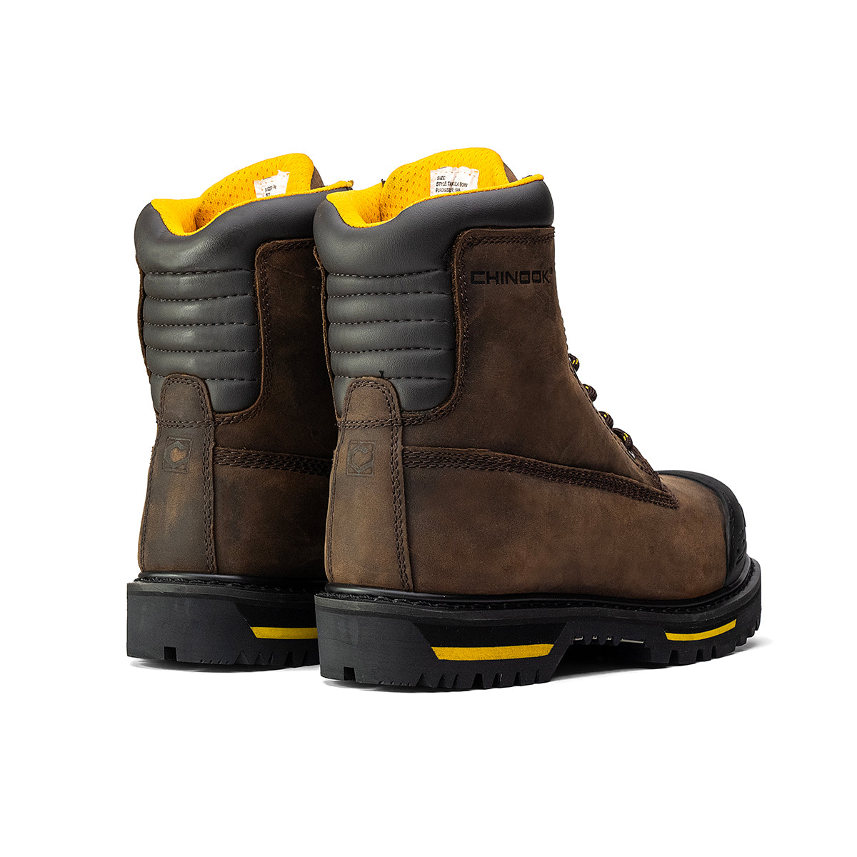 Brown Chinook® Tarantula 8-inch steel toe men's work boot with durable leather and rugged outsole, designed for safety and comfort.