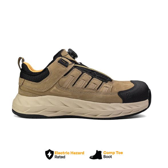 Chinook® Pro Safety low composite toe work shoe in tan, casual style with beige accents, designed for safety and comfort.