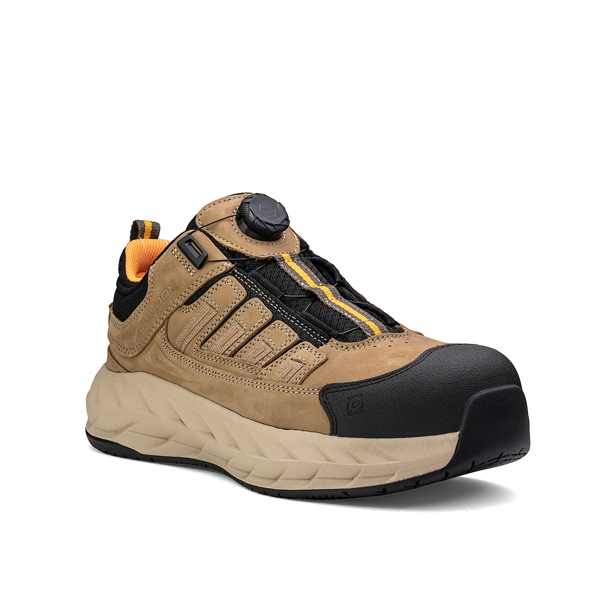 Chinook® Safety Low Composite Toe Work Shoe in tan, casual work shoe with protective toe cap, durable design for safety and comfort.