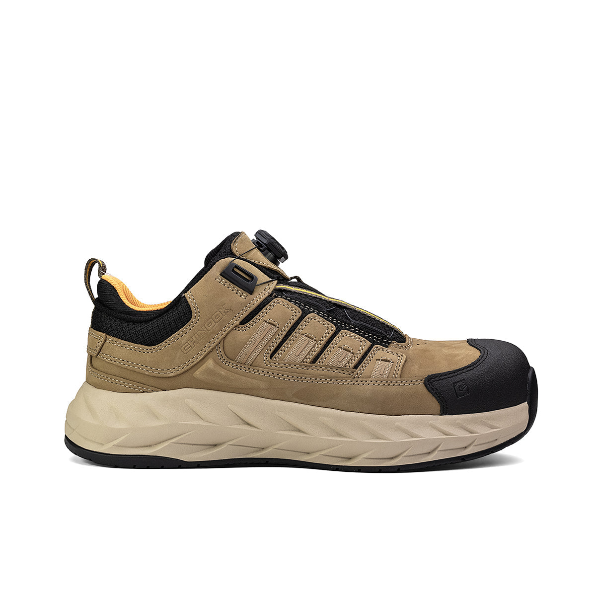 Chinook® Pro Safety Low Composite Toe Work Shoe in tan, casual work footwear with reinforced toe and comfortable design