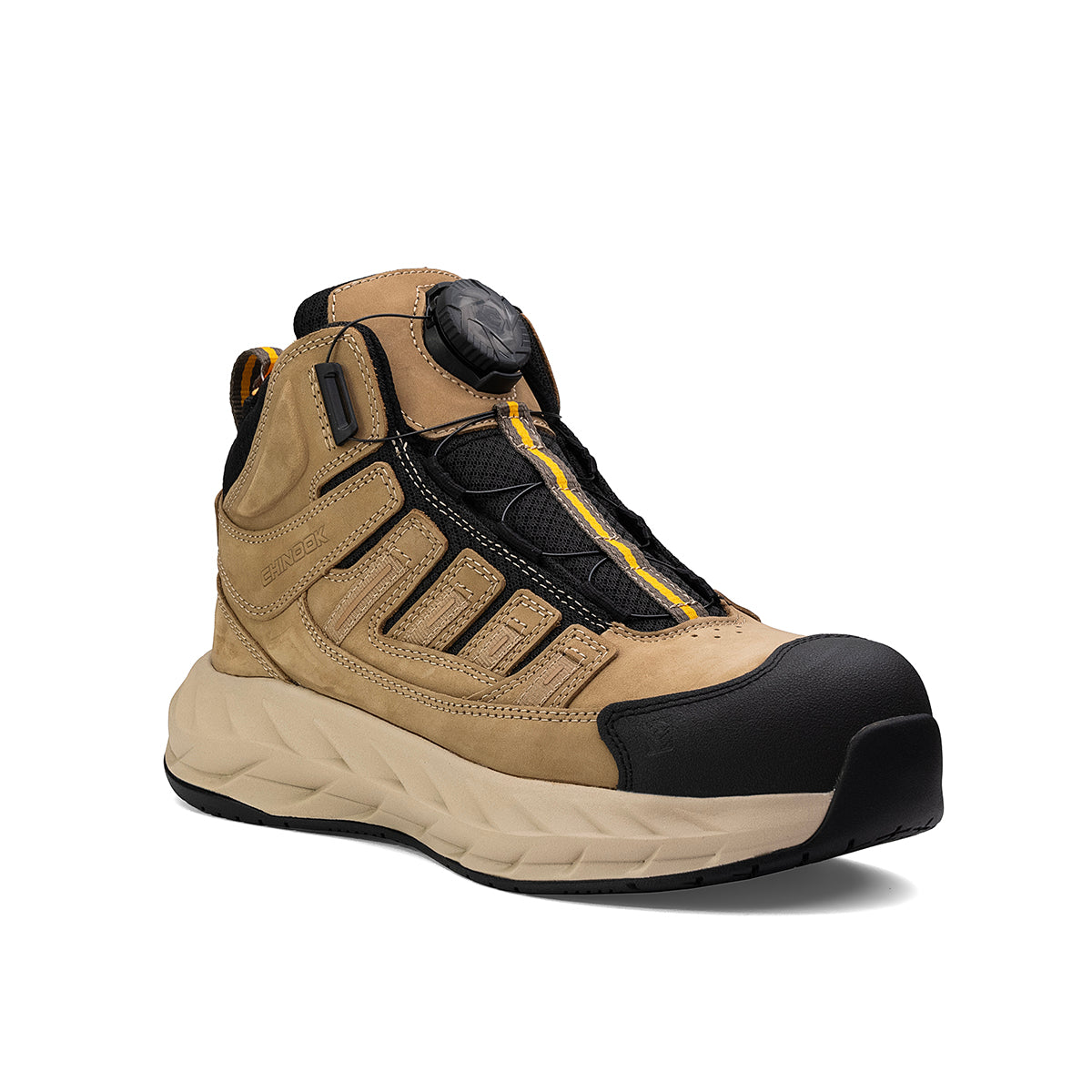 Tan Chinook Pro Safety Mid 6-inch composite toe men's work and casual shoe with durable design and safety features.