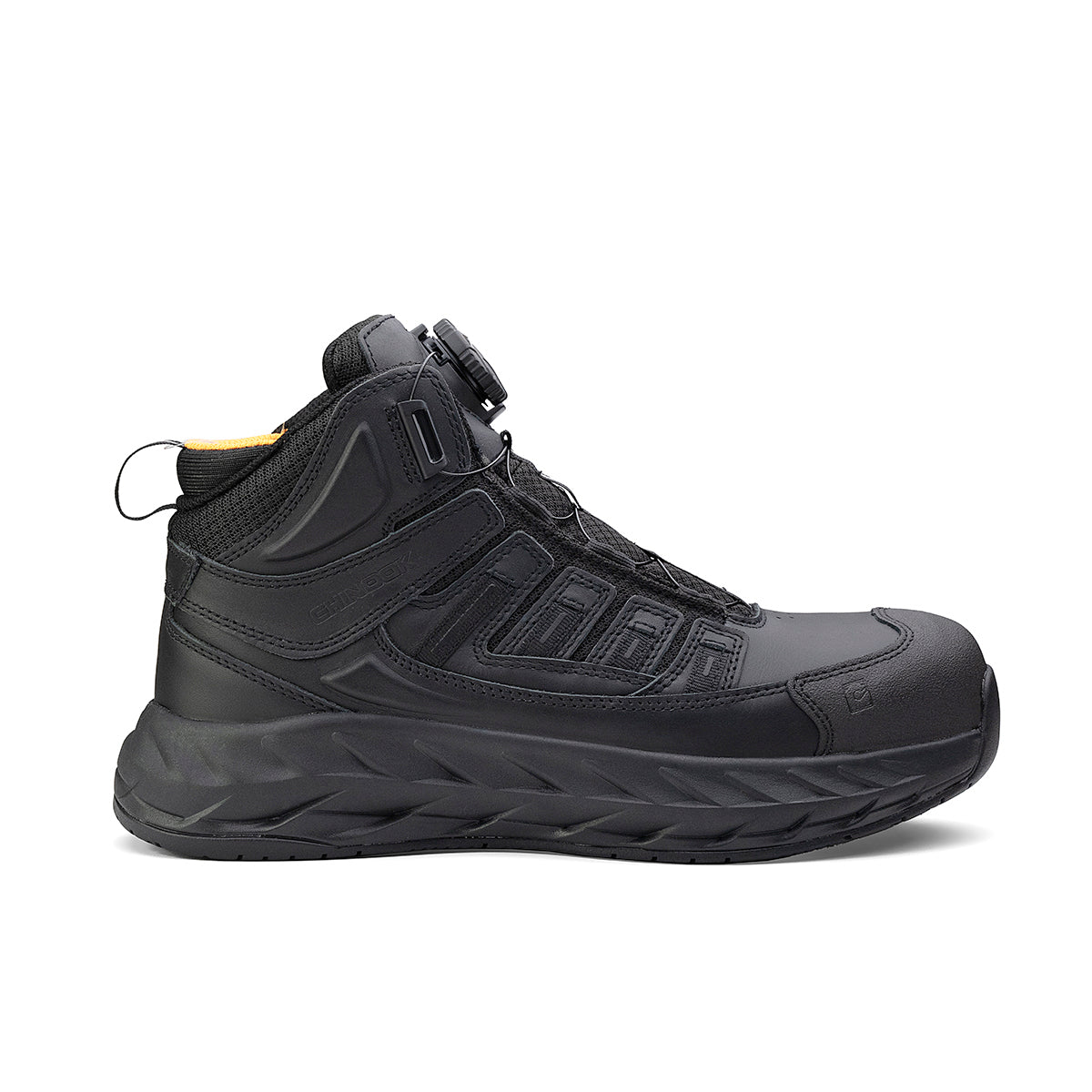Black Chinook® Pro Safety Mid 6-inch composite toe work boot with durable leather upper and rugged outsole.