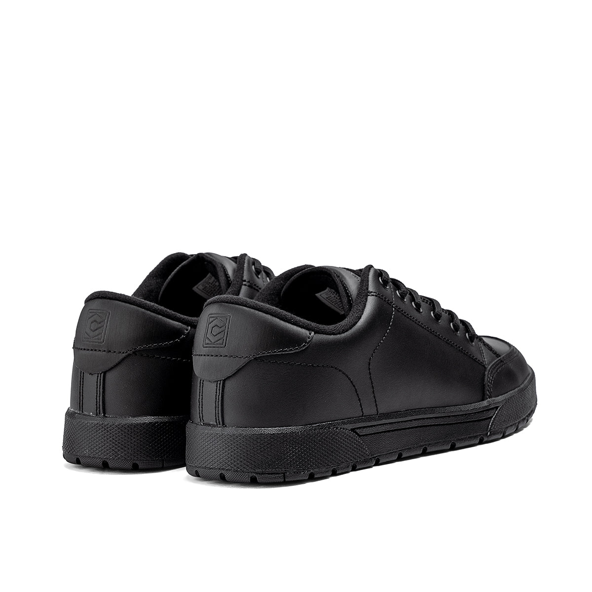 Chinook® Men’s black Skater non-slip shoes for work and casual wear, featuring slip-resistant soles and durable design.
