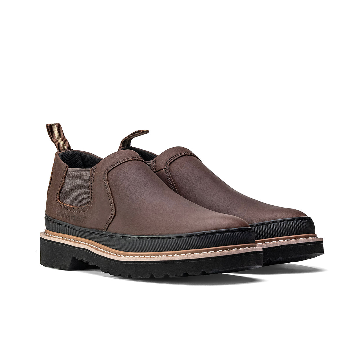 Chinook Romeo men's light-duty work and casual boot in brown leather with sturdy sole and lace-up design.