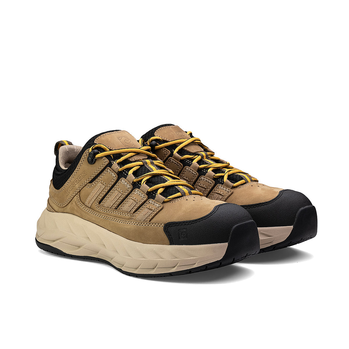 Chinook® Waterproof men's tan lace-up work and casual shoe with low profile and sturdy design for durability and comfort.