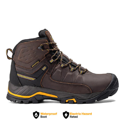 Chinook® Appalachia 6-inch waterproof brown leather hiking boot, work hiker style with sturdy sole and ankle support.