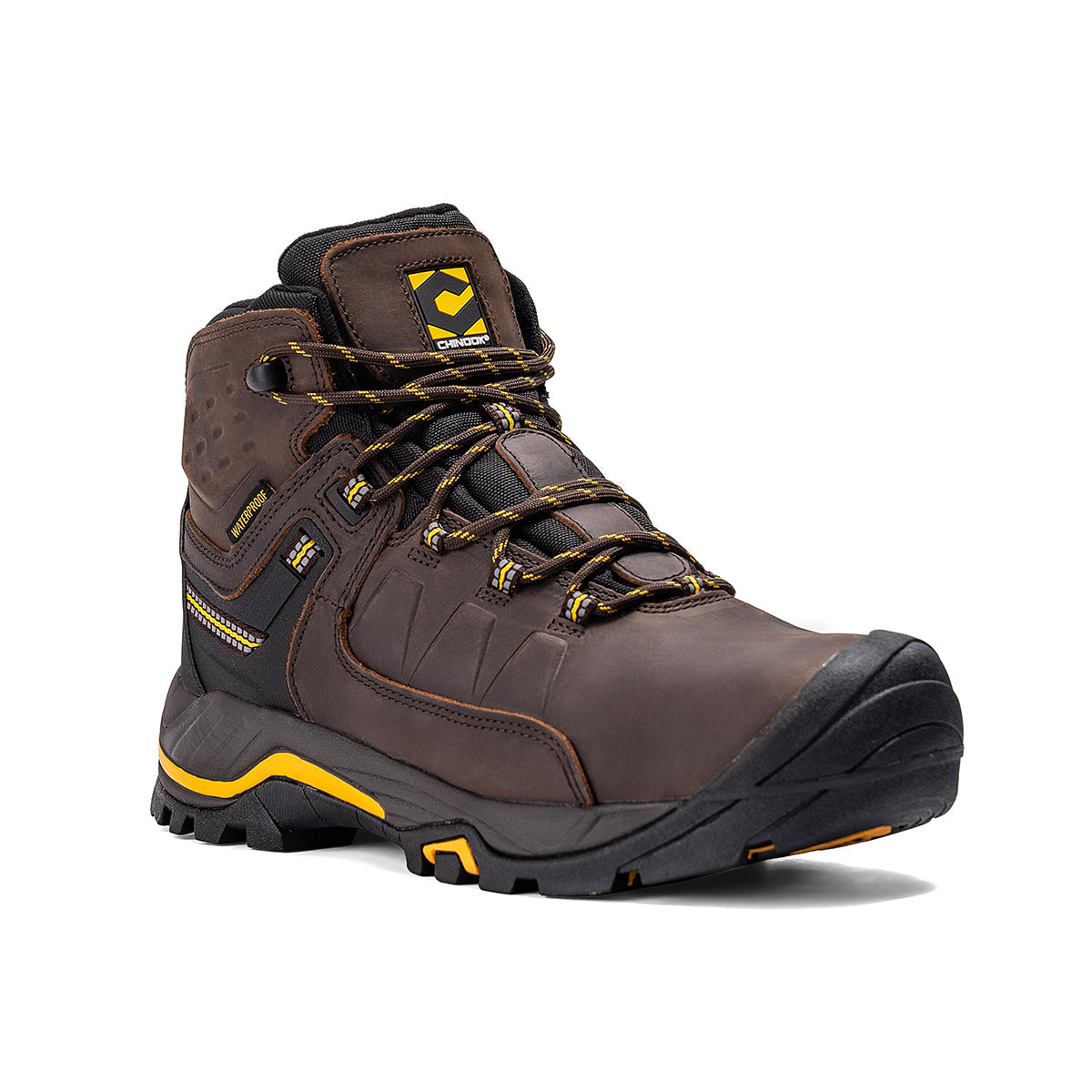 Chinook® Appalachia 6-inch waterproof leather hiking boot in brown, designed for work and outdoor hiking.