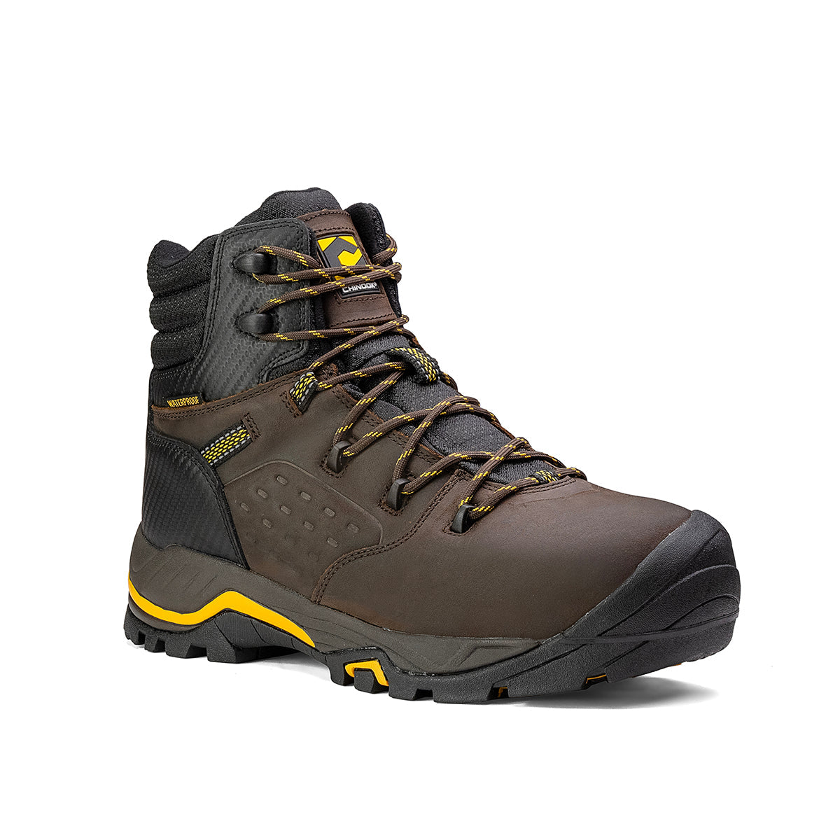 Chinook® Olympic 6-inch brown waterproof work hiker boot with composite toe for safety and durability.