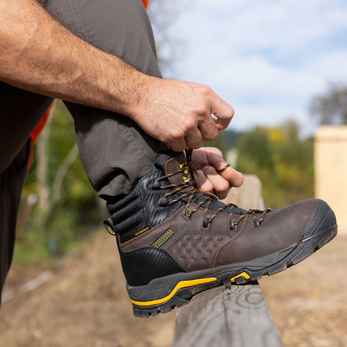 Chinook® Olympic 6-inch waterproof work hiker boot in brown with composite toe and rugged design for durability.