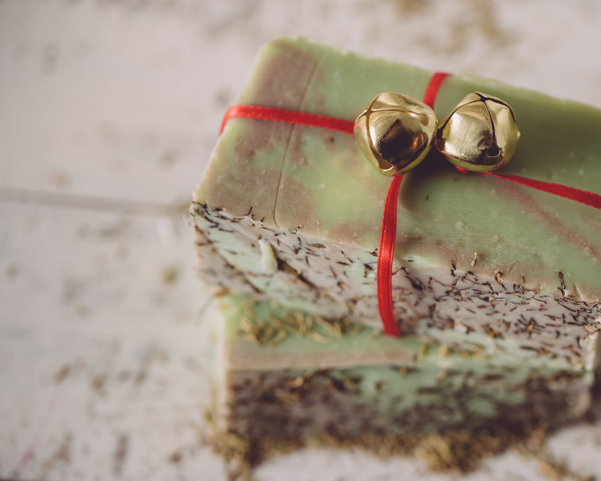 Organic handmade Christmas Thyme soap by Sweet Harvest Farms, featuring festive holiday scents and natural seasonal ingredients.