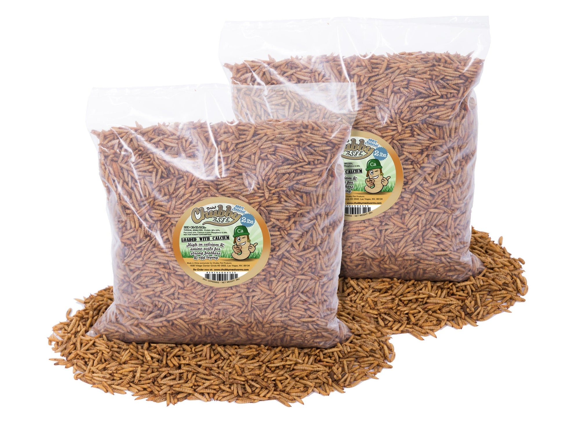 4LB Chubby Dried Black Soldier Fly Larvae from Chubby Mealworms USA, dried BSFL for animal feed or bait.