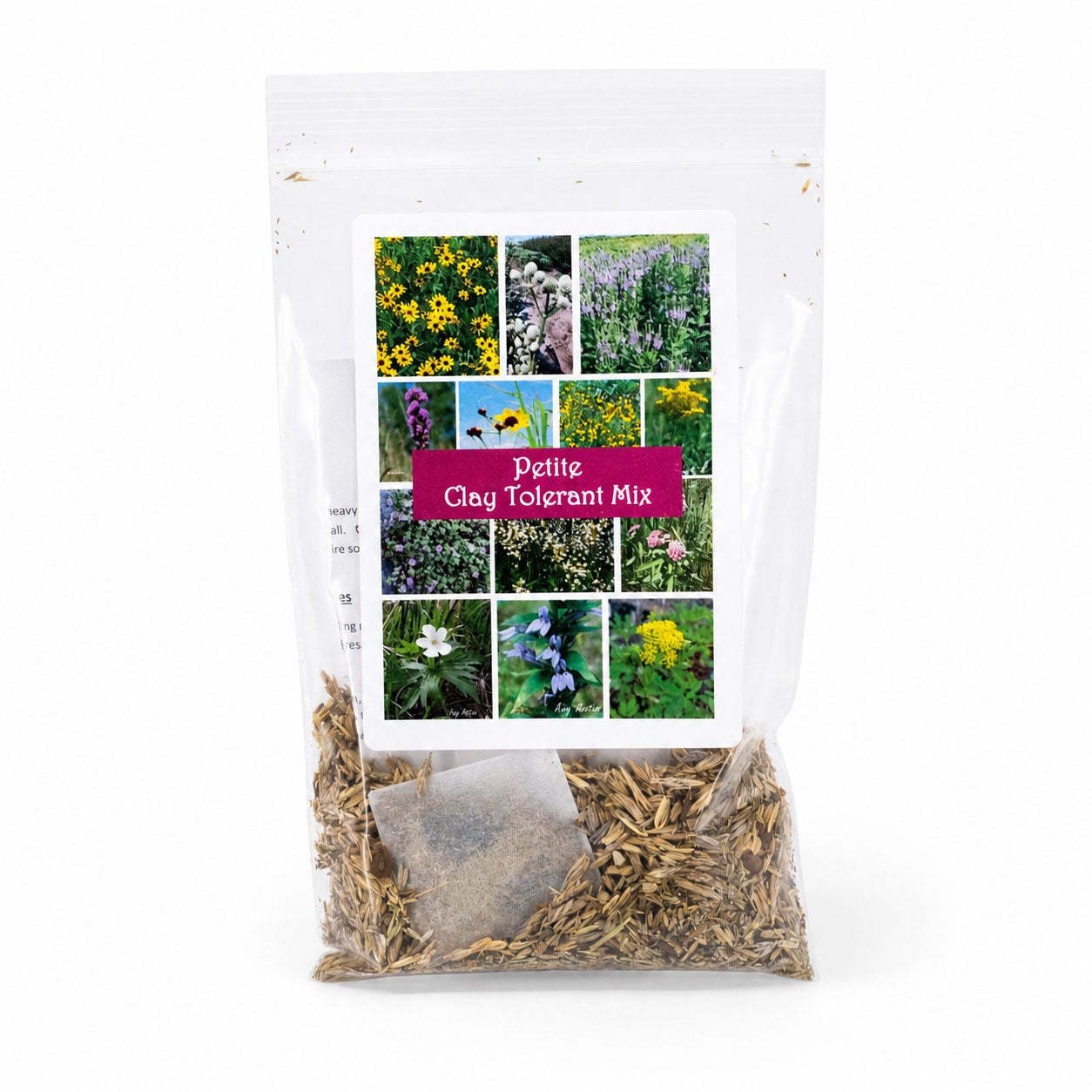 Petite Clay Tolerant Nebraska Wildflower Seed Mix in 1.44 oz package, ideal for home garden prairie planting