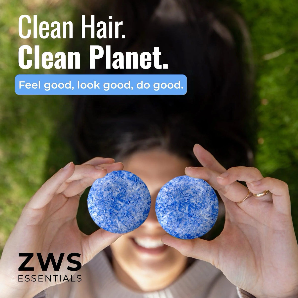 Cobalt-colored ZeroWasteStore.com shampoo bar for clean hair and eco-friendly hair care, shown with a smooth, rounded shape.