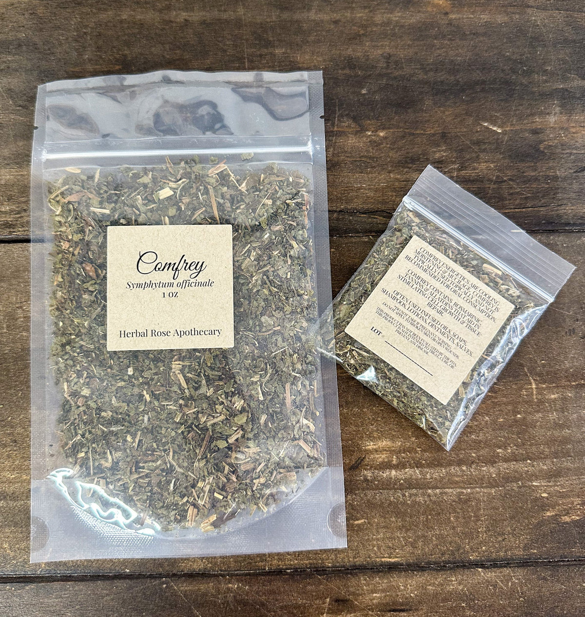 Dried comfrey herbs in a jar, natural medicinal plant, HerbalRoseApothecary product for herbal remedies and herbal medicine.