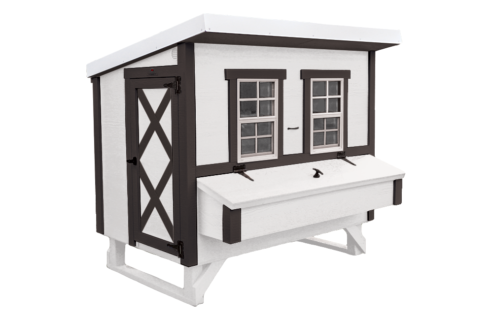 Large OverEZ Chicken Coop in black with space for up to 15 chickens, featuring a sturdy design and spacious interior.