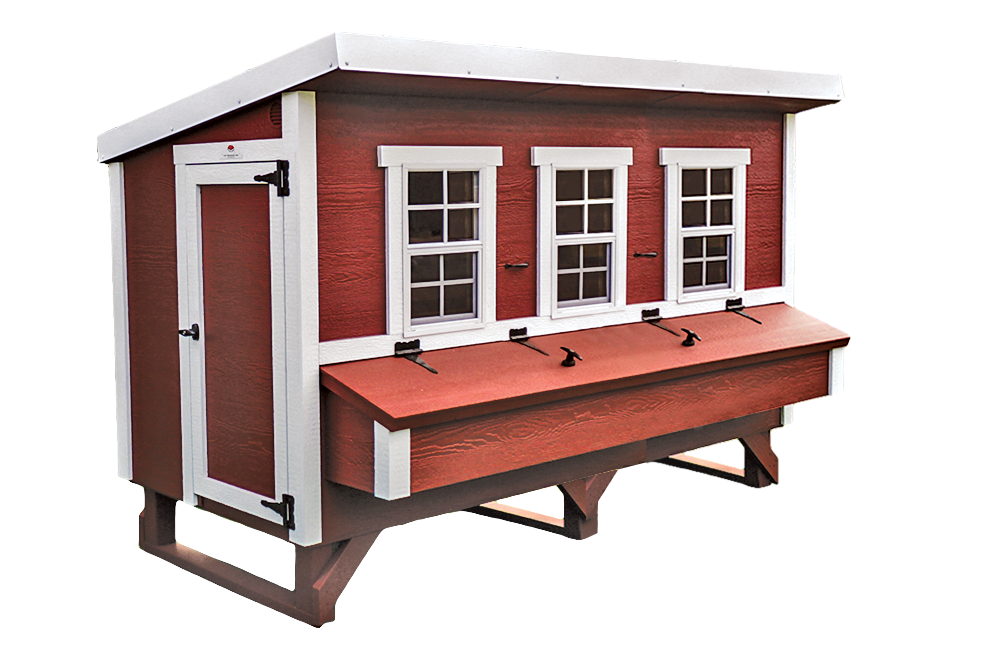 OverEZ XL chicken coop designed for up to 20 chickens, featuring bright, durable wooden construction and secure nesting areas.