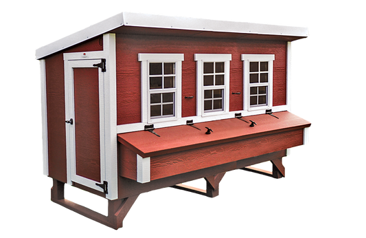 OverEZ XL chicken coop designed for up to 20 chickens, featuring bright, durable wooden construction and secure nesting areas.
