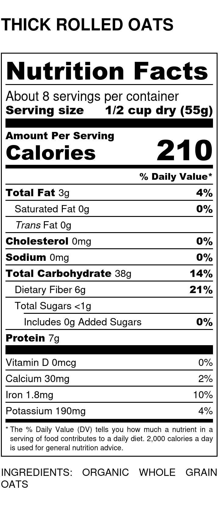 Thick rolled organic oats from Country Life Natural Foods in a clear jar, showing golden flakes of high-quality oats.