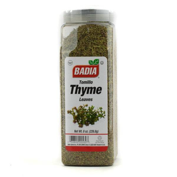 Whole thyme leaves in an 8oz package from Country Life Natural Foods, ideal for cooking and seasoning dishes.