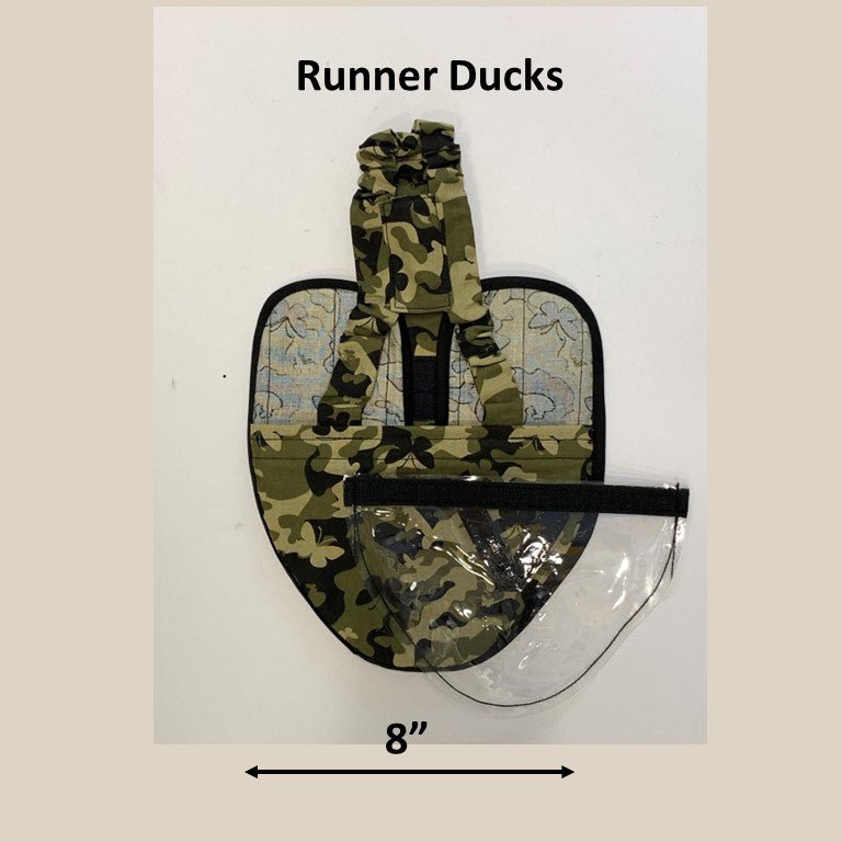 Duck and goose diaper by Crazy K Farm Pet and Poultry, featuring removable liners and a secure chest tab for hen and waterfowl.