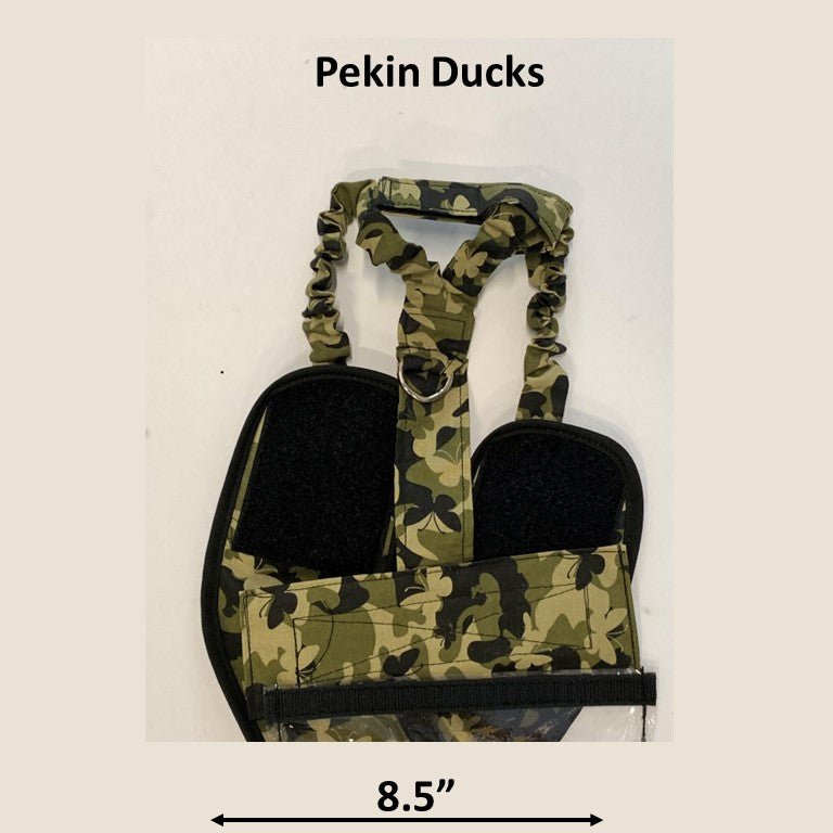Crazy K Farm duck and goose diaper with removable liners, featuring a fixed chest tab and tiger runner design.