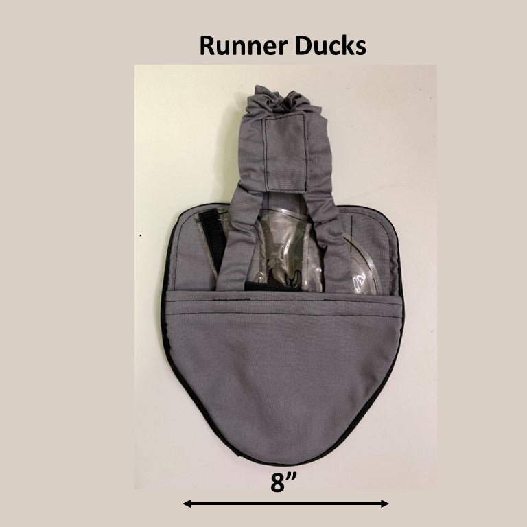 Crazy K Farm duck and goose diaper with removable liners, featuring a fixed chest tab for hen and poultry protection.