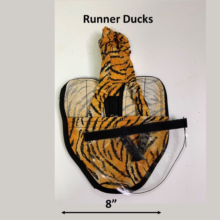 Crazy K Farm duck and goose diaper with removable liners, featuring a fixed chest tab and a tiger runner design.