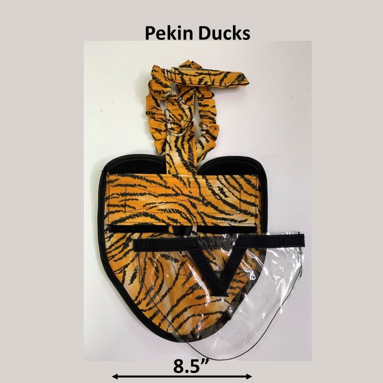 Crazy K Farm duck and goose diaper with removable liners, featuring a fixed chest tab and tiger runner design.
