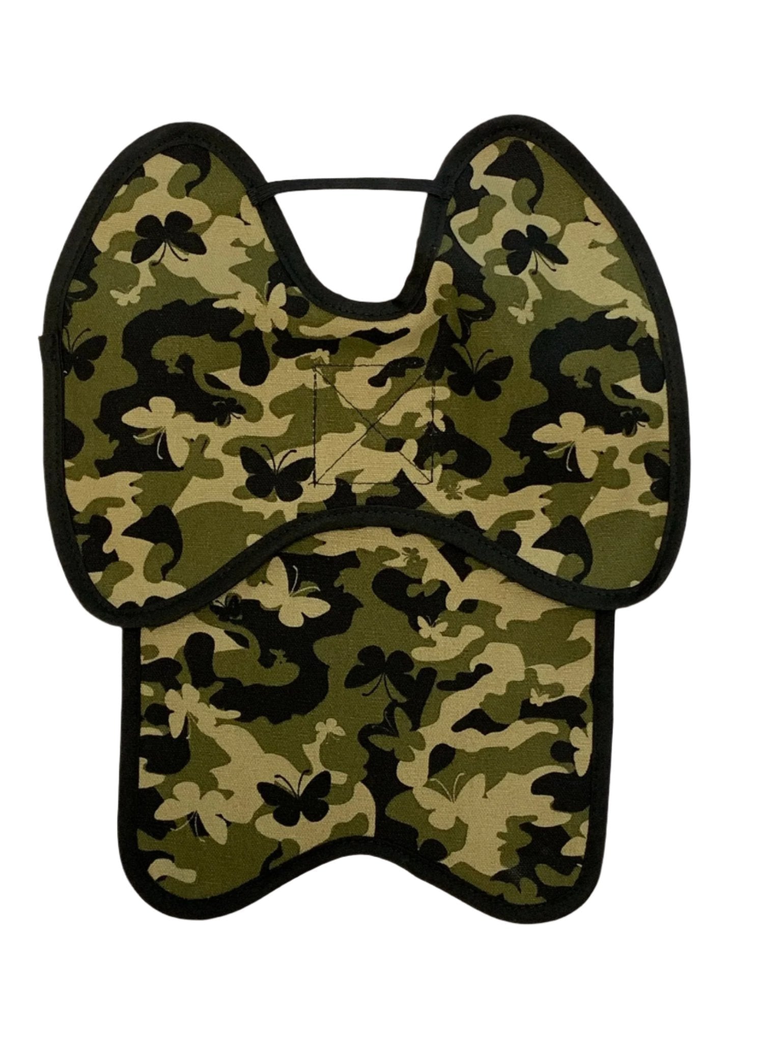 Navy hen apron with shoulder protectors by Crazy K Farm Pet and Poultry, designed for large hens to prevent feather pecking.