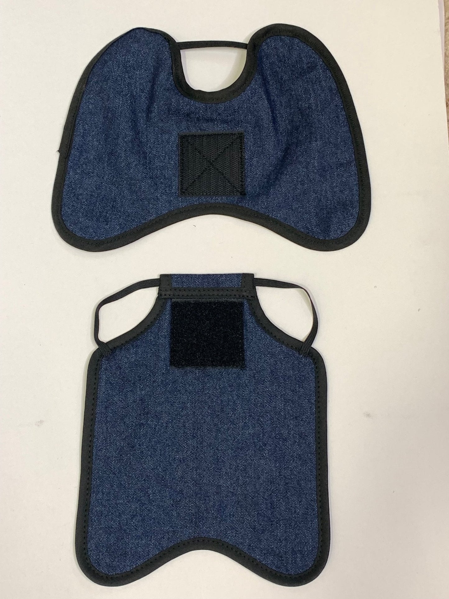 Navy Hen Saver chicken saddle with shoulder protectors for hens, made by Crazy K Farm Pet and Poultry, designed for large chickens.