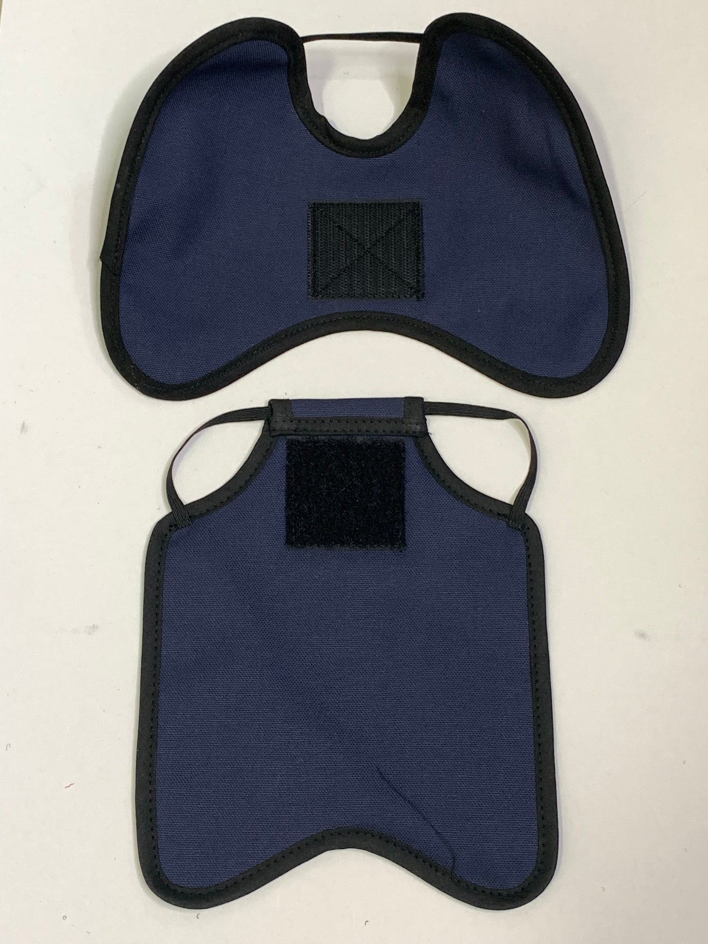 Navy Hen Saver chicken saddle for hens with shoulder protectors by Crazy K Farm Pet and Poultry, made in the USA.
