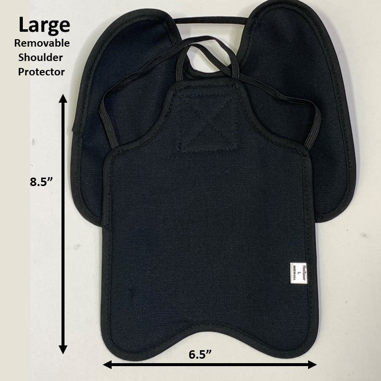 Navy hen apron with shoulder protectors by Crazy K Farm Pet and Poultry, designed for large hens to prevent feather pecking.