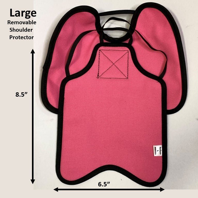 Navy Hen Saver chicken apron with shoulder protectors for hens, made by Crazy K Farm Pet and Poultry, designed for standard-sized chickens.