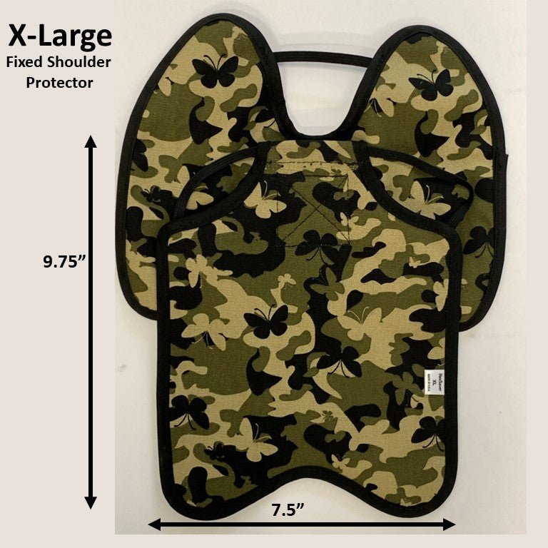 Navy hen apron with shoulder protectors by Crazy K Farm for chickens, designed to prevent feather pecking and injuries.