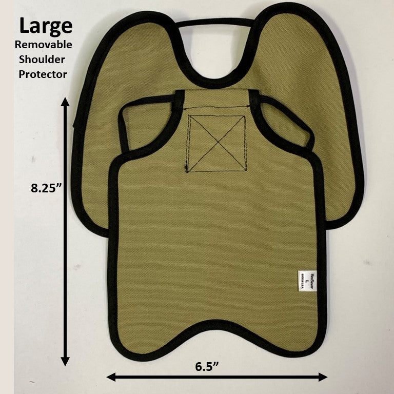 Navy hen apron with shoulder protectors by Crazy K Farm Pet and Poultry, designed to protect hens from pecking injuries.